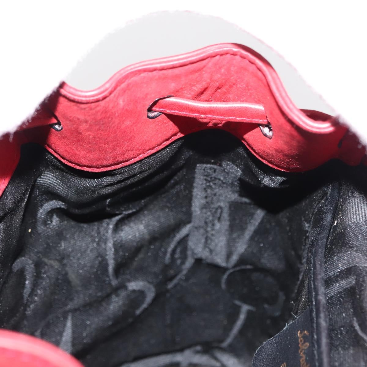 Salvatore Ferragamo Backpack Suede Red Gold Auth BA6583