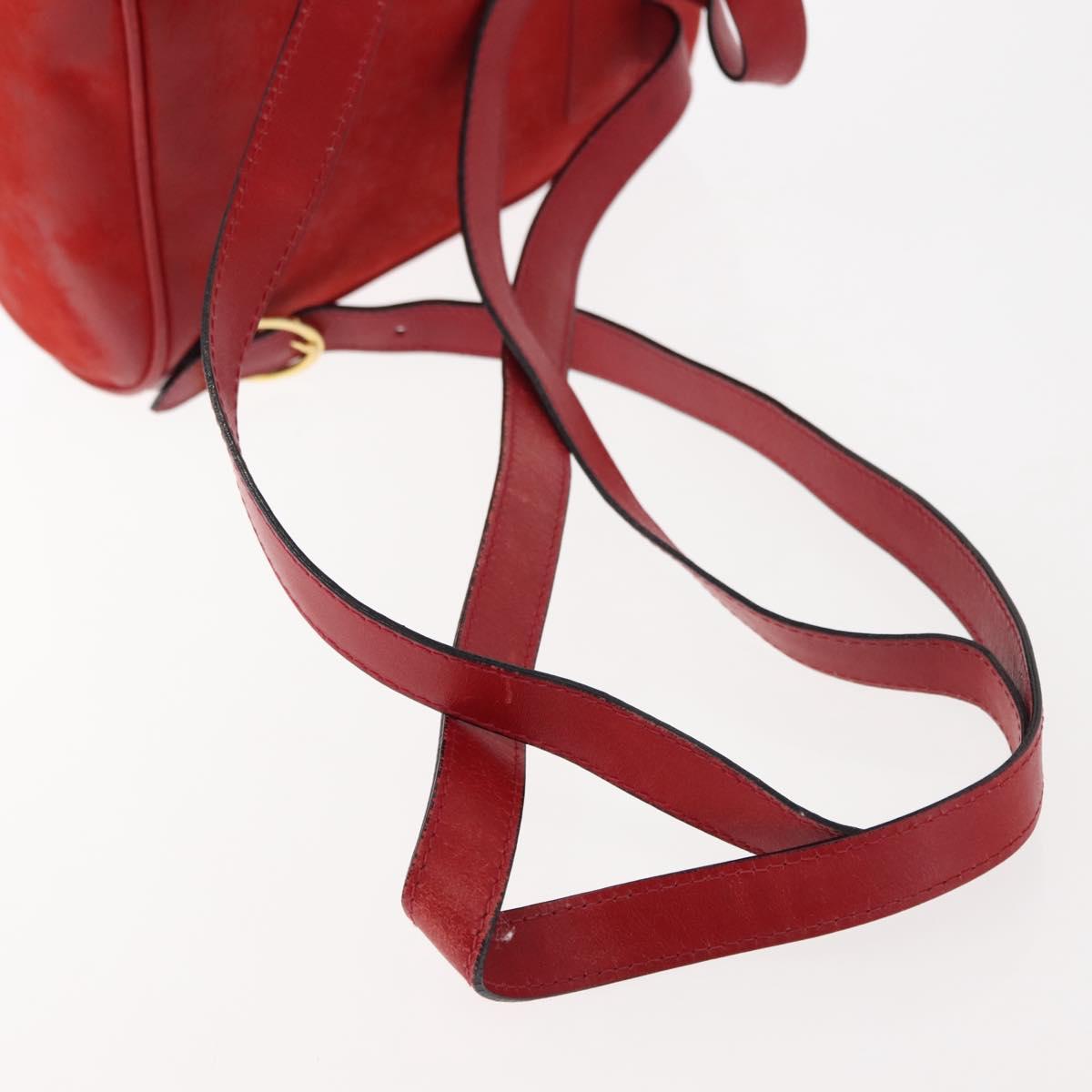 Salvatore Ferragamo Backpack Suede Red Gold Auth BA6583