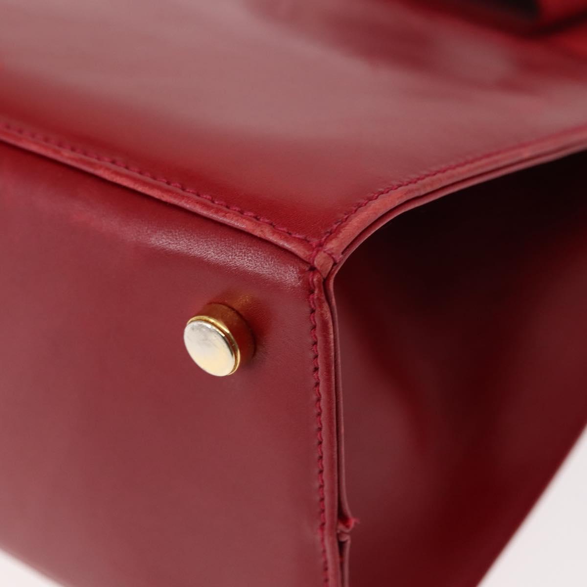 Salvatore Ferragamo Vala Hand Bag Leather 2way Red Gold Auth BA6584