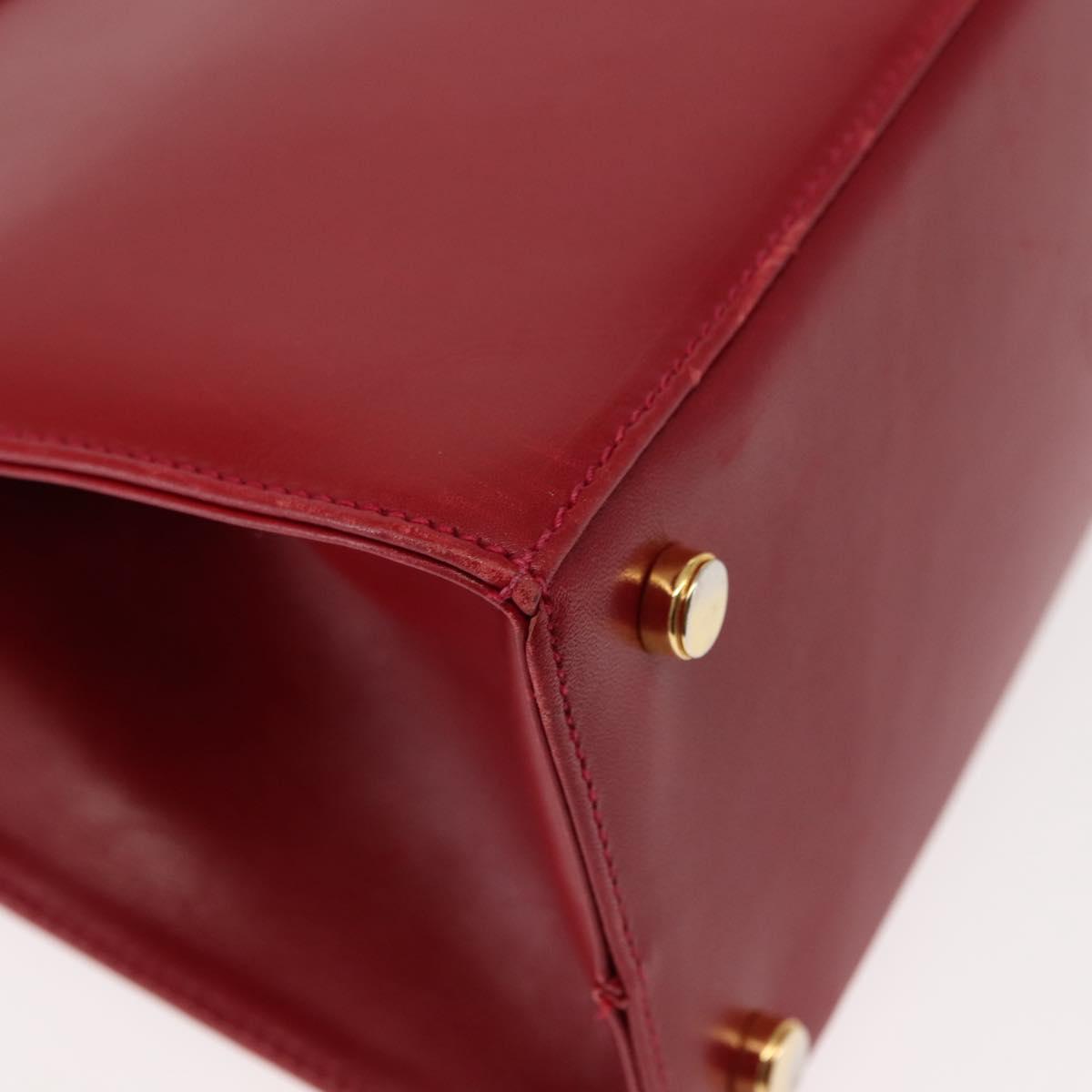 Salvatore Ferragamo Vala Hand Bag Leather 2way Red Gold Auth BA6584