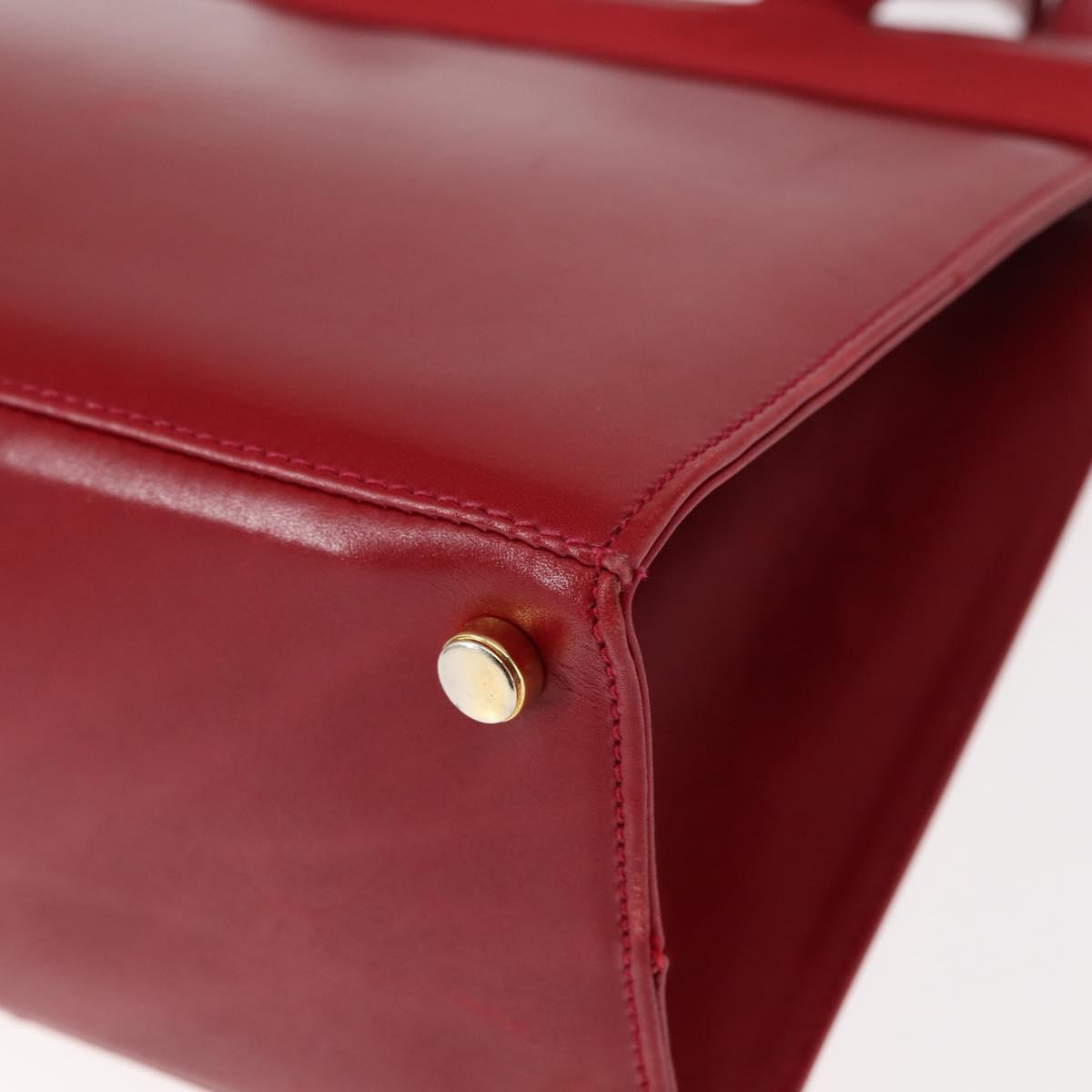 Salvatore Ferragamo Vala Hand Bag Leather 2way Red Gold Auth BA6584