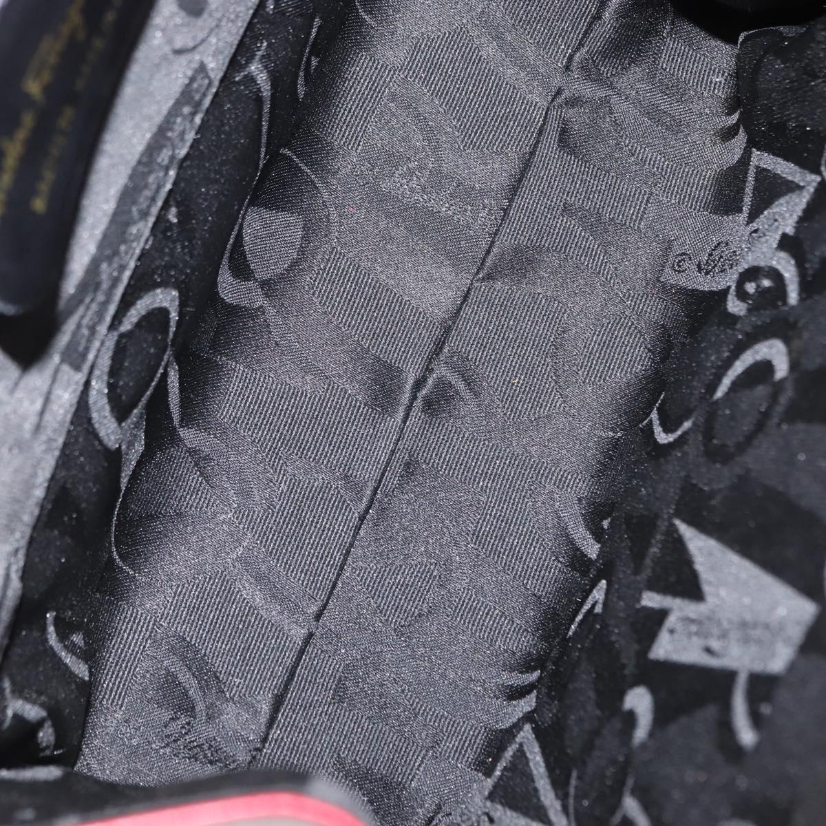 Salvatore Ferragamo Vala Hand Bag Leather 2way Red Gold Auth BA6584