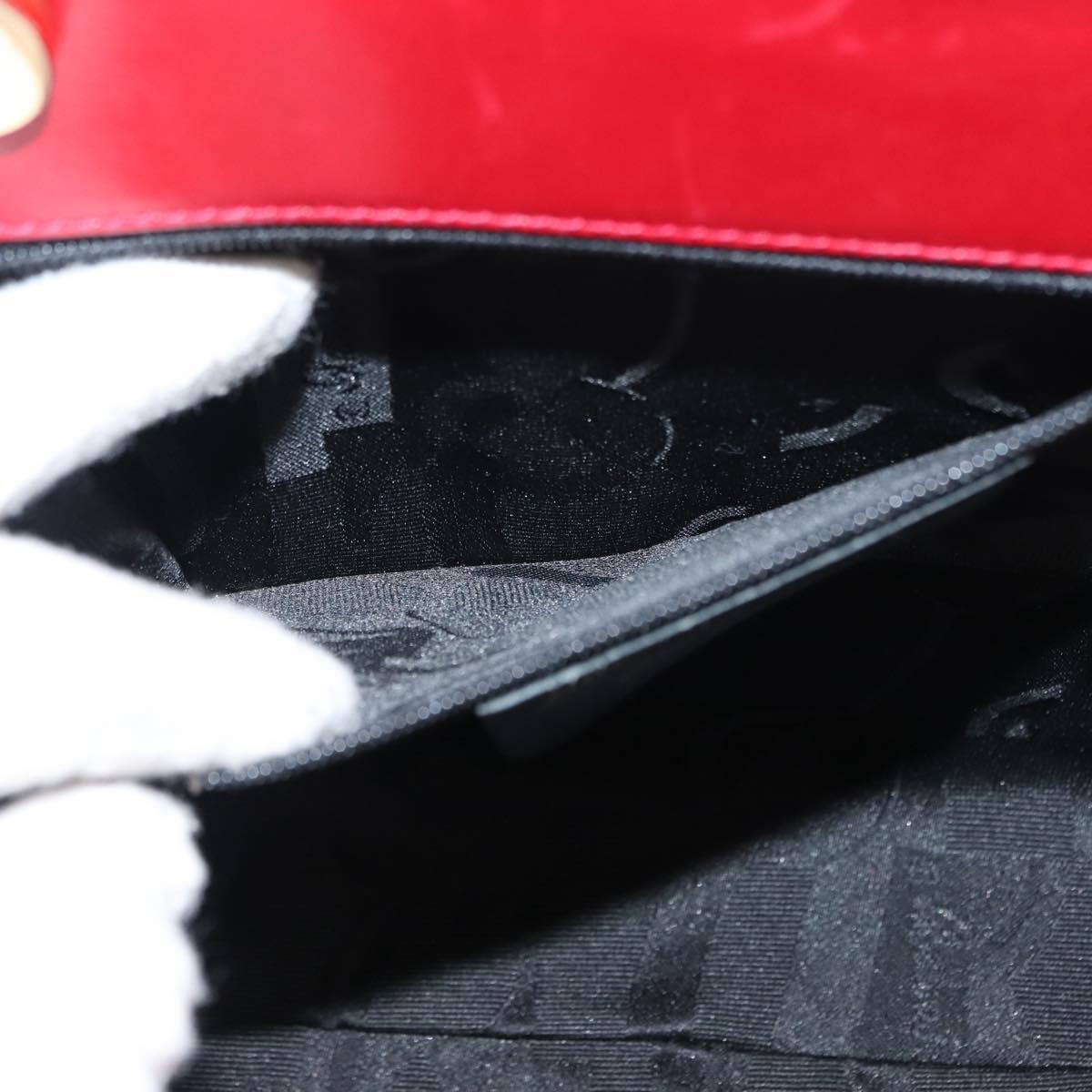 Salvatore Ferragamo Vala Hand Bag Leather 2way Red Gold Auth BA6584