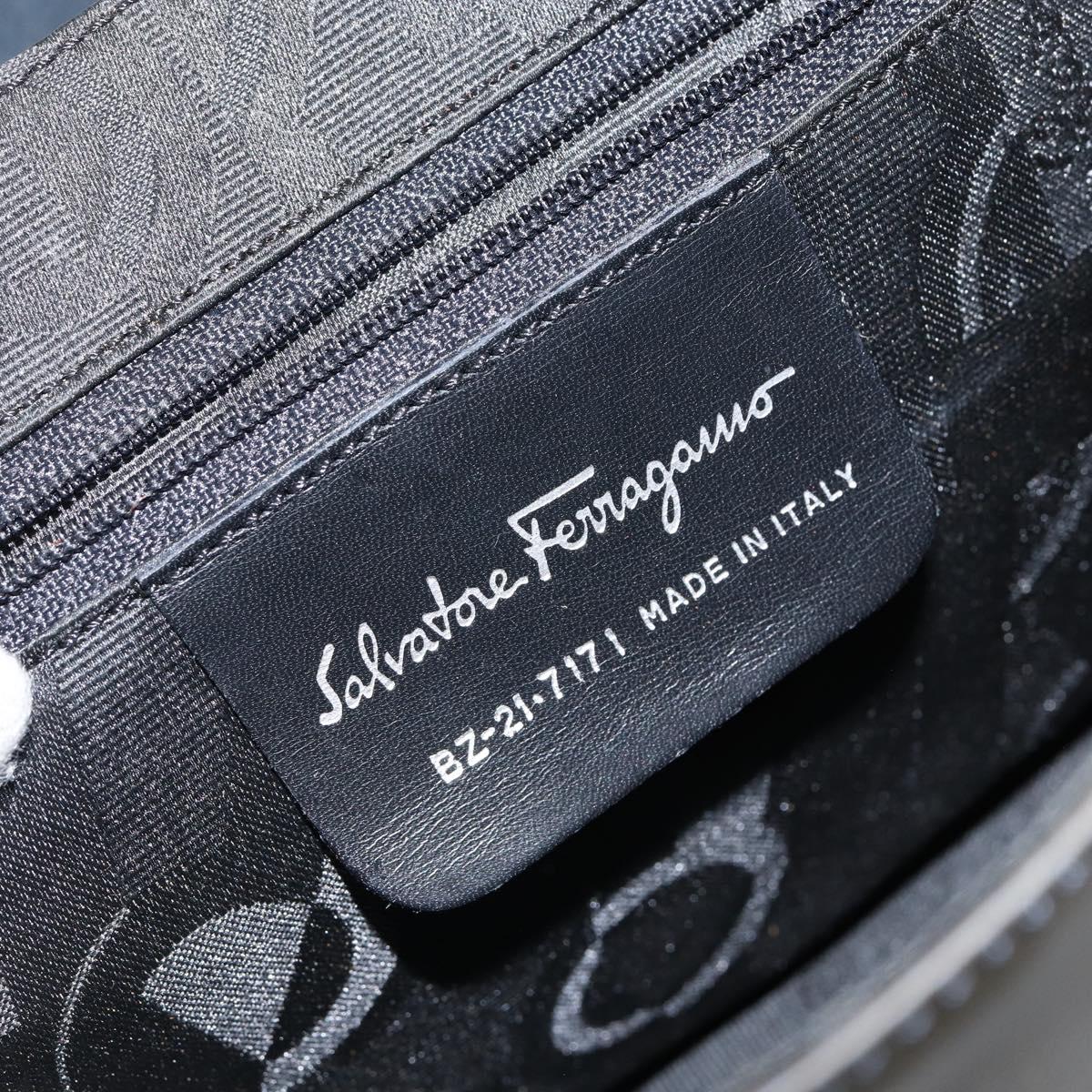 Salvatore Ferragamo Vala Shoulder Bag Leather Black Silver Auth BA6586