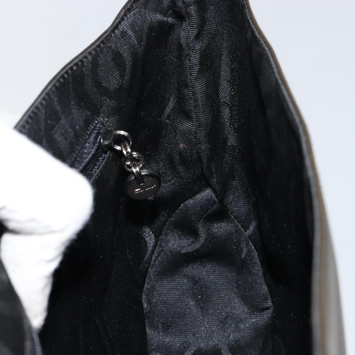 Salvatore Ferragamo Vala Shoulder Bag Leather Black Silver Auth BA6586