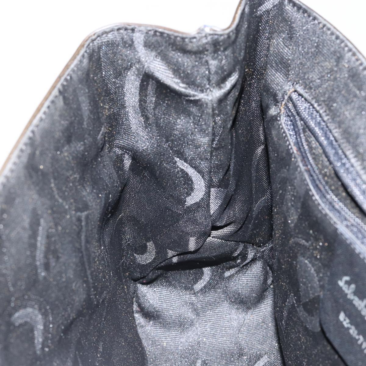 Salvatore Ferragamo Vala Shoulder Bag Leather Black Silver Auth BA6586