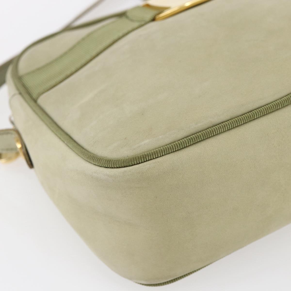 Salvatore Ferragamo Shoulder Bag Suede Green Gold Auth BA6587