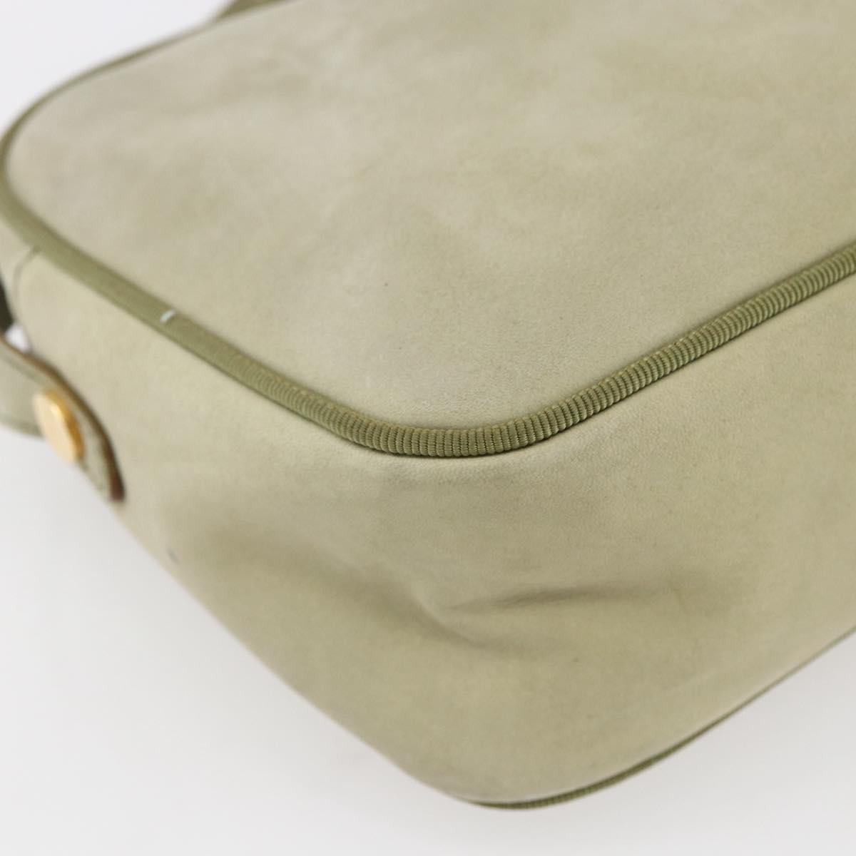 Salvatore Ferragamo Shoulder Bag Suede Green Gold Auth BA6587
