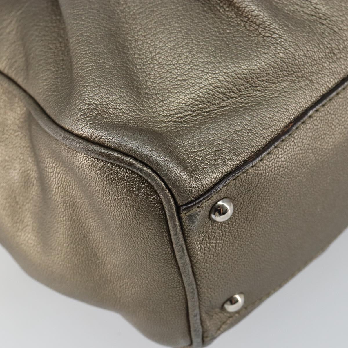 Salvatore Ferragamo Gancini Tote Bag Leather Gold Silver Auth BA6588