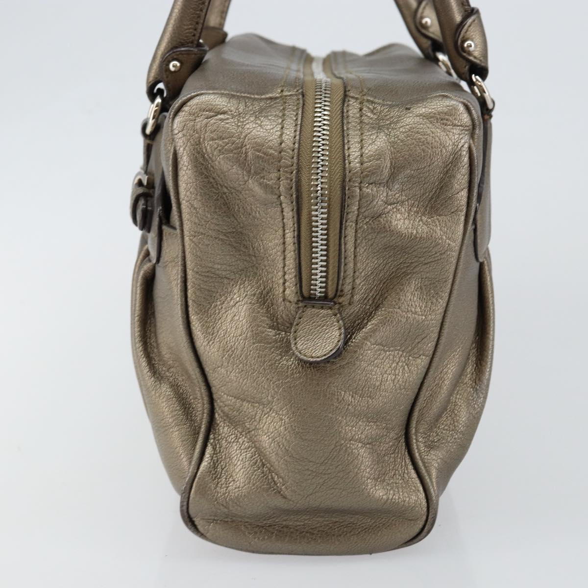 Salvatore Ferragamo Gancini Tote Bag Leather Gold Silver Auth BA6588