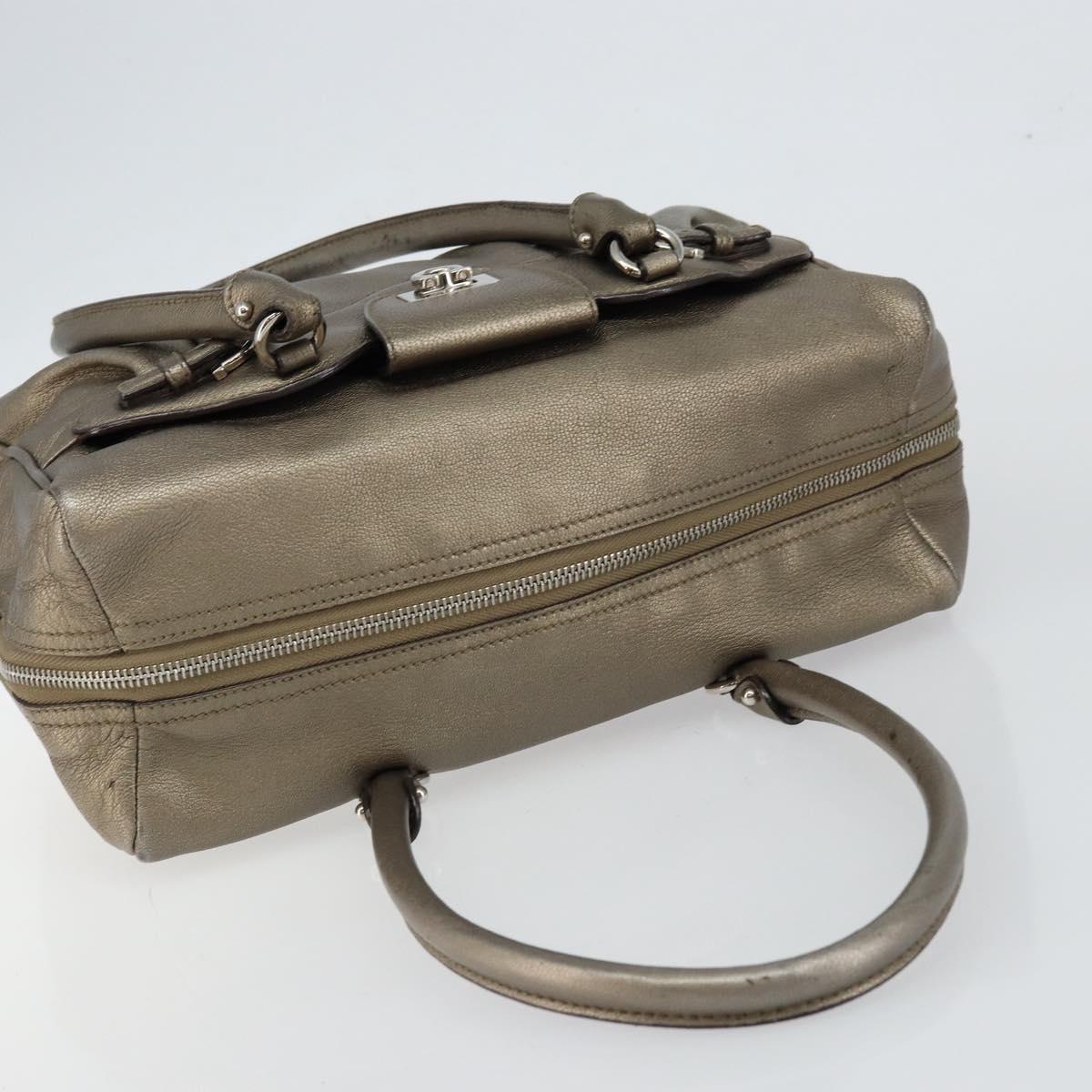 Salvatore Ferragamo Gancini Tote Bag Leather Gold Silver Auth BA6588