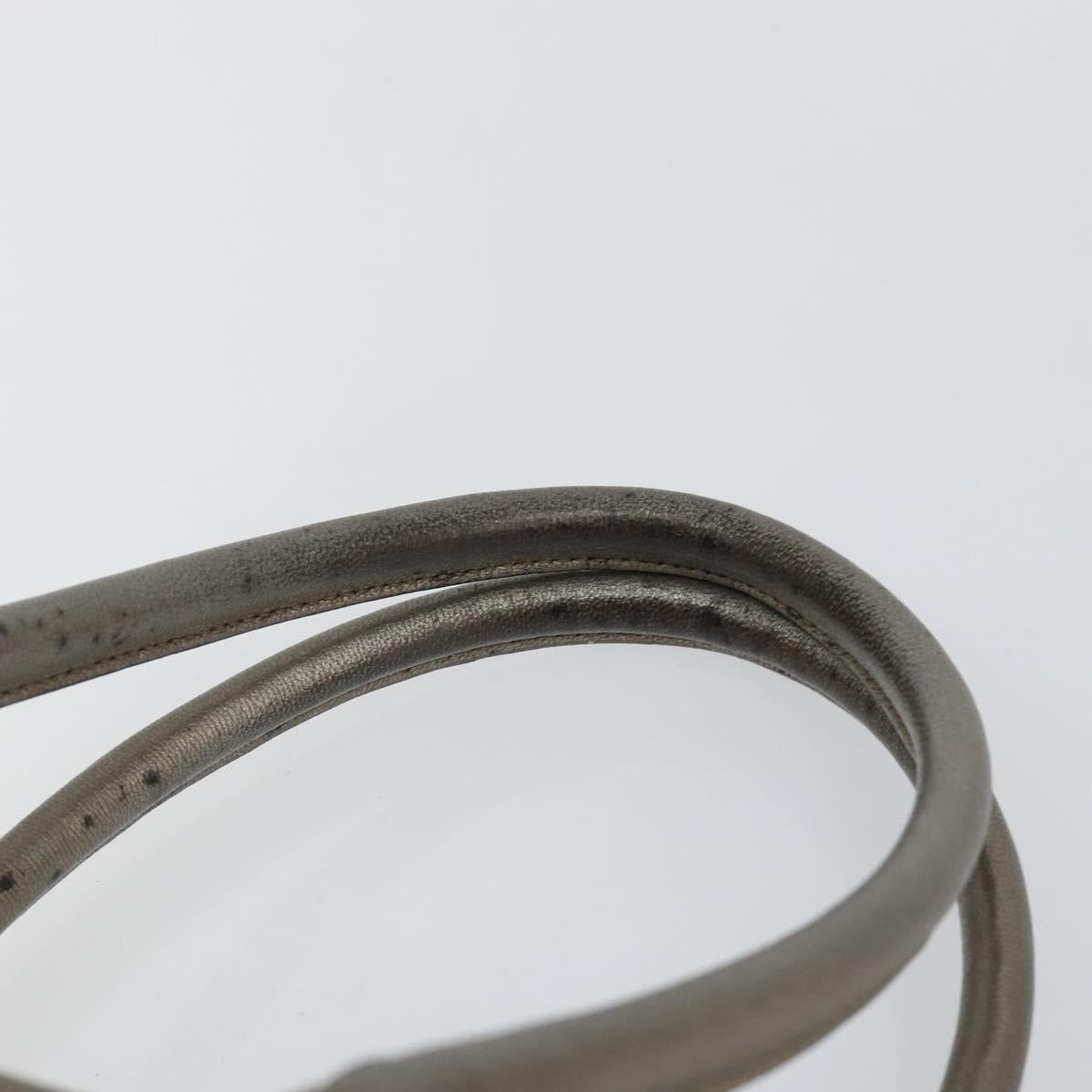 Salvatore Ferragamo Gancini Tote Bag Leather Gold Silver Auth BA6588