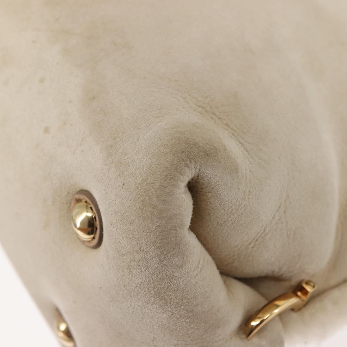 Salvatore Ferragamo Gancini Hand Bag Mouton 2way Beige Gold Auth BA6590