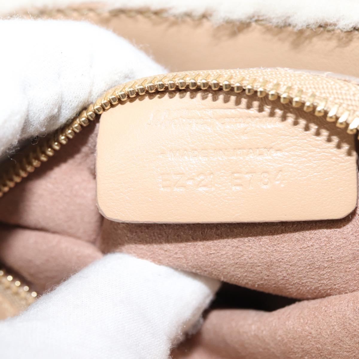 Salvatore Ferragamo Gancini Hand Bag Mouton 2way Beige Gold Auth BA6590