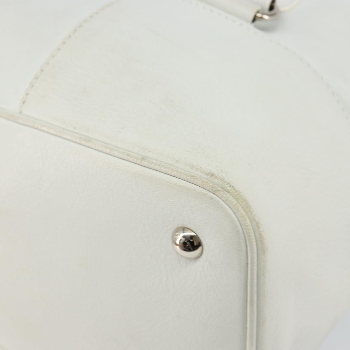 Salvatore Ferragamo Vala Tote Bag Leather White Gold Auth BA6591
