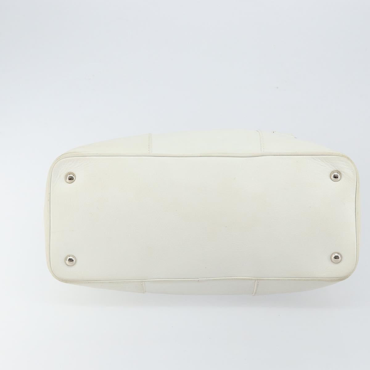 Salvatore Ferragamo Vala Tote Bag Leather White Gold Auth BA6591