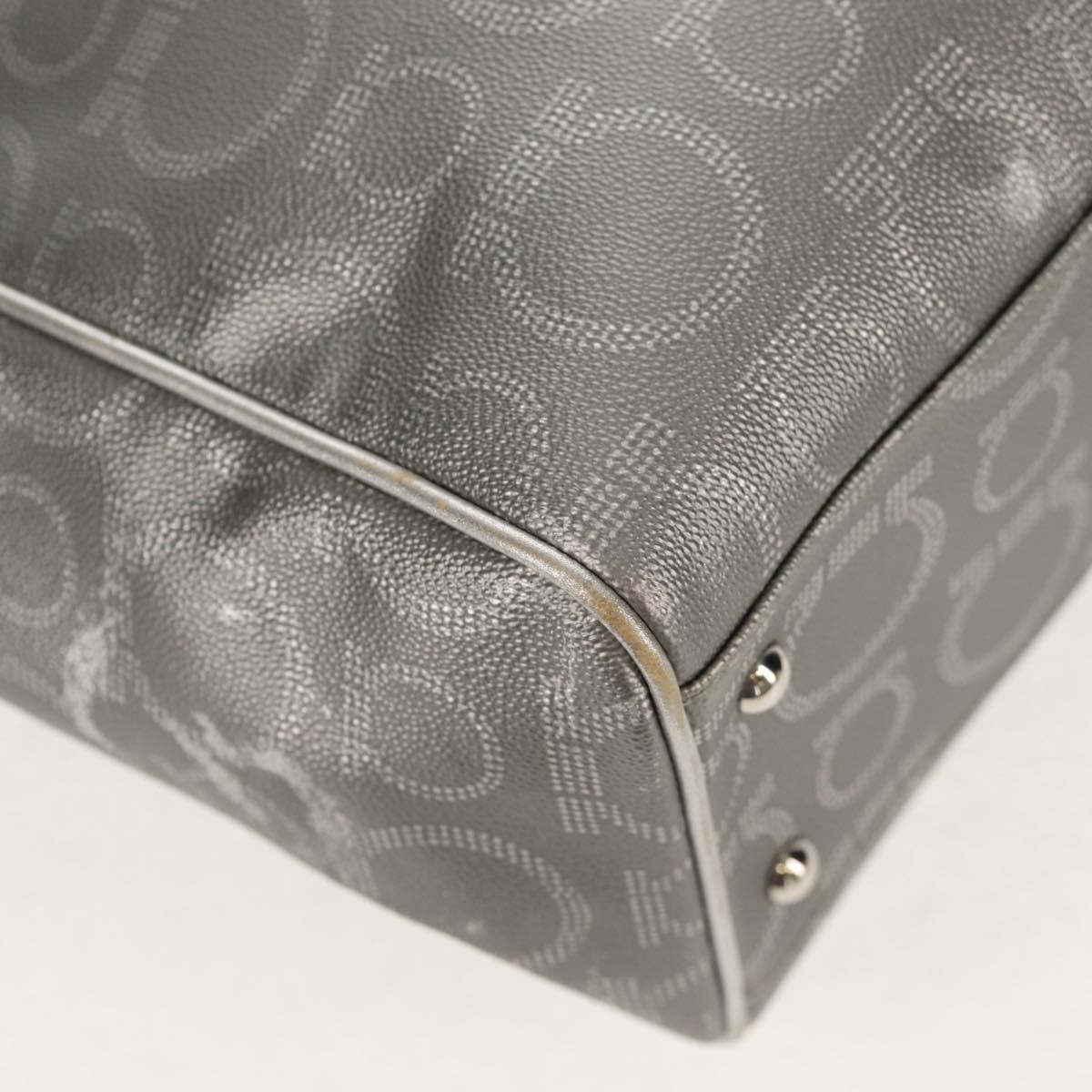 Salvatore Ferragamo Gancini Tote Bag Leather Silver Auth BA6592