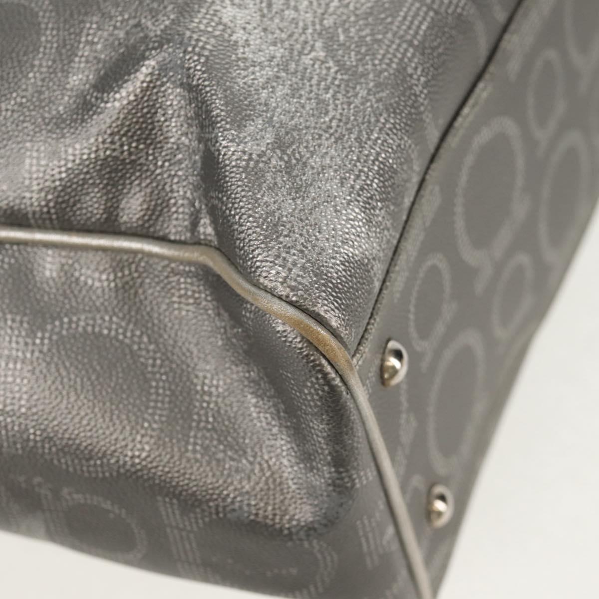 Salvatore Ferragamo Gancini Tote Bag Leather Silver Auth BA6592