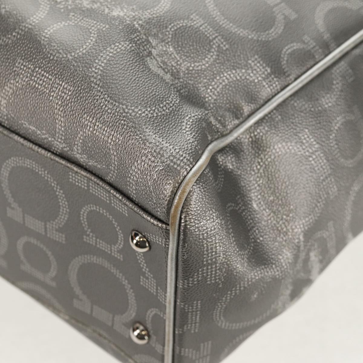 Salvatore Ferragamo Gancini Tote Bag Leather Silver Auth BA6592