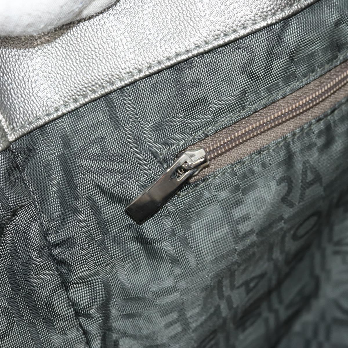 Salvatore Ferragamo Gancini Tote Bag Leather Silver Auth BA6592