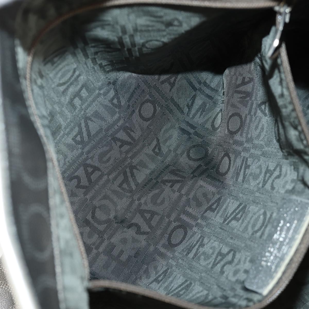 Salvatore Ferragamo Gancini Tote Bag Leather Silver Auth BA6592