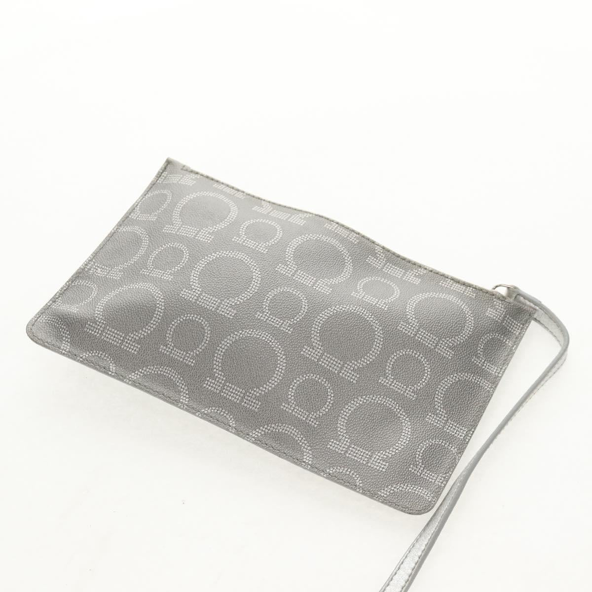 Salvatore Ferragamo Gancini Tote Bag Leather Silver Auth BA6592