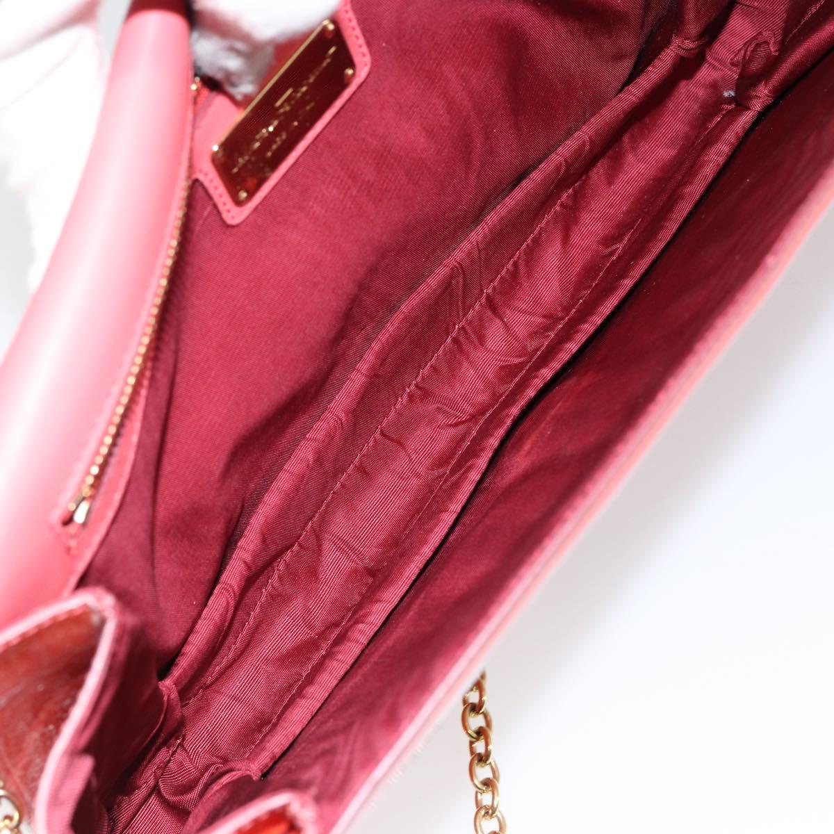 Salvatore Ferragamo Chain Vala Shoulder Bag Enamel Orange Gold Auth BA6593