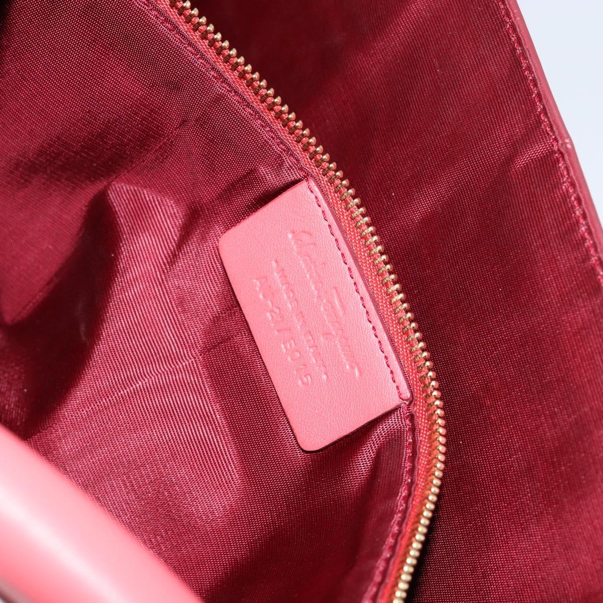 Salvatore Ferragamo Chain Vala Shoulder Bag Enamel Orange Gold Auth BA6593