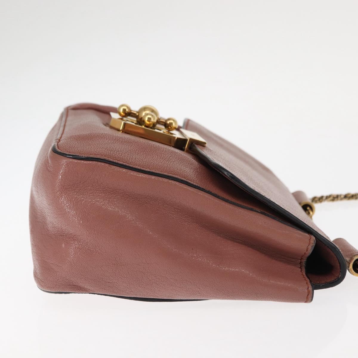 Chloe Chain Elsie Shoulder Bag Leather Pink Gold Auth BA6595