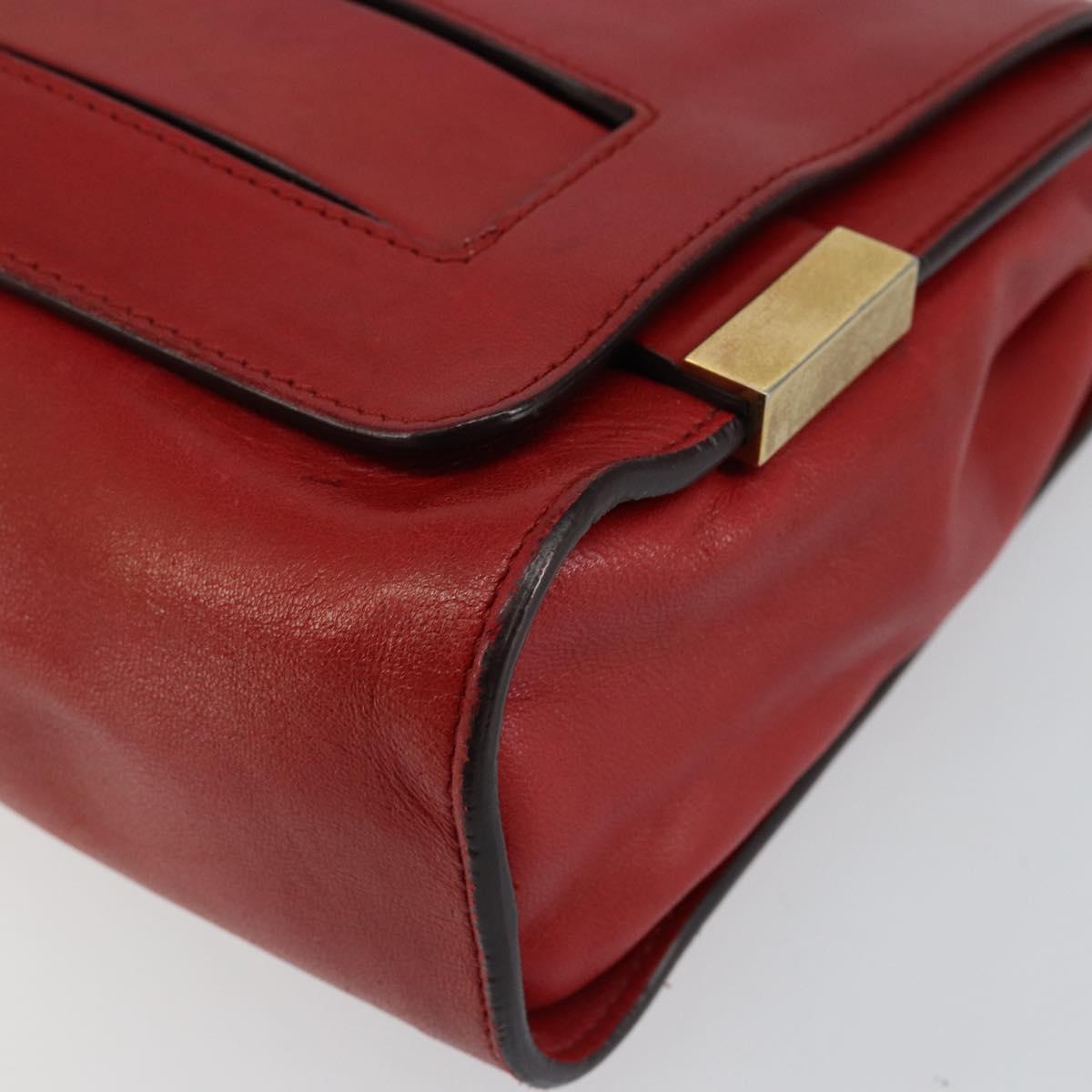 Chloe Chain Ray Shoulder Bag Leather Red Gold Auth BA6596