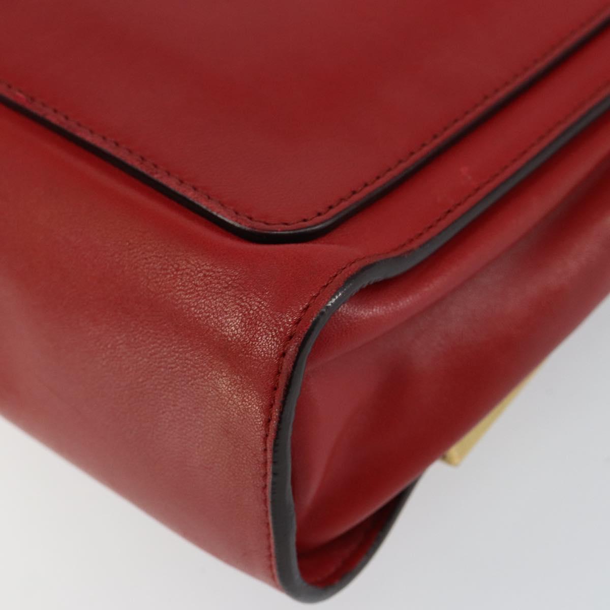 Chloe Chain Ray Shoulder Bag Leather Red Gold Auth BA6596