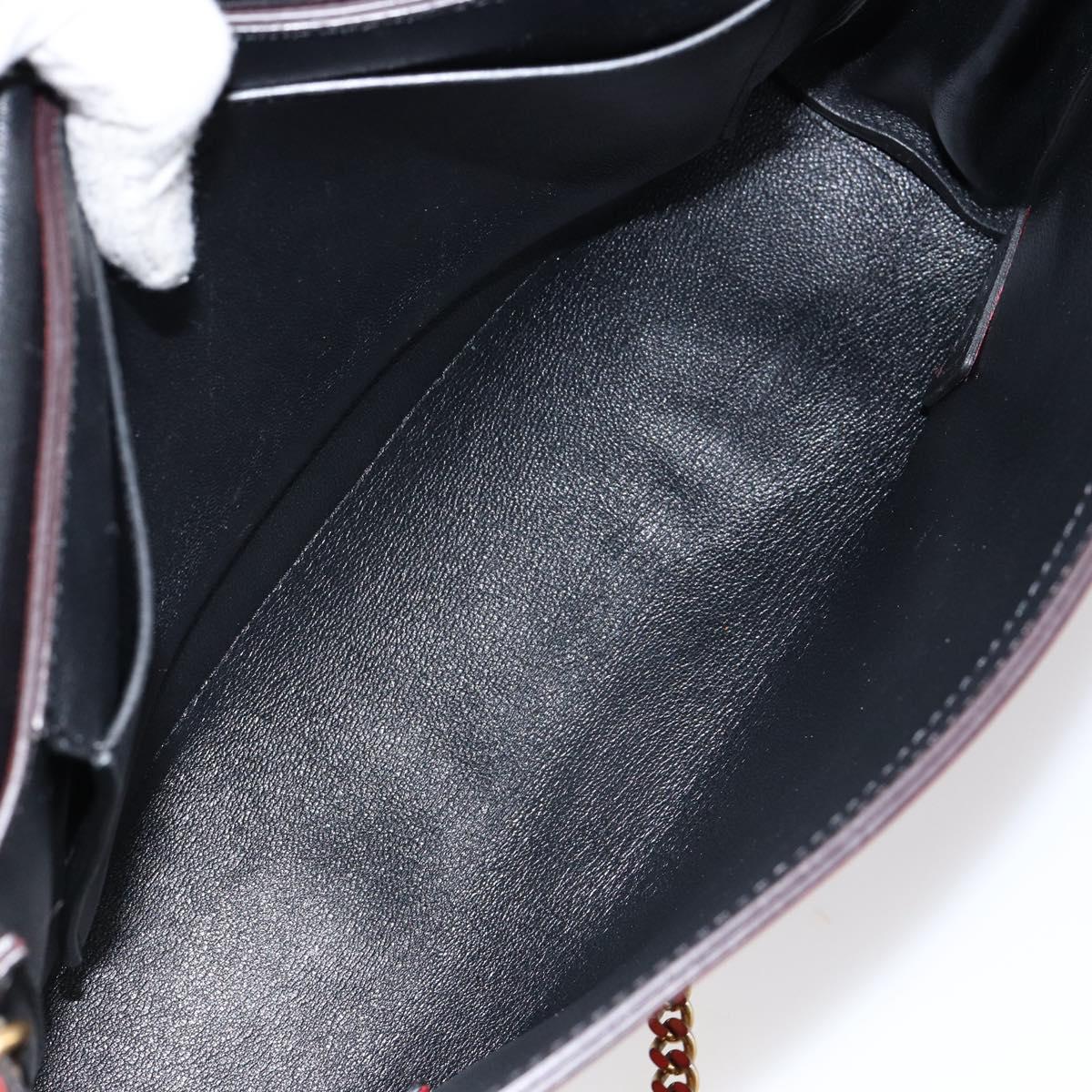 Chloe Chain Ray Shoulder Bag Leather Red Gold Auth BA6596