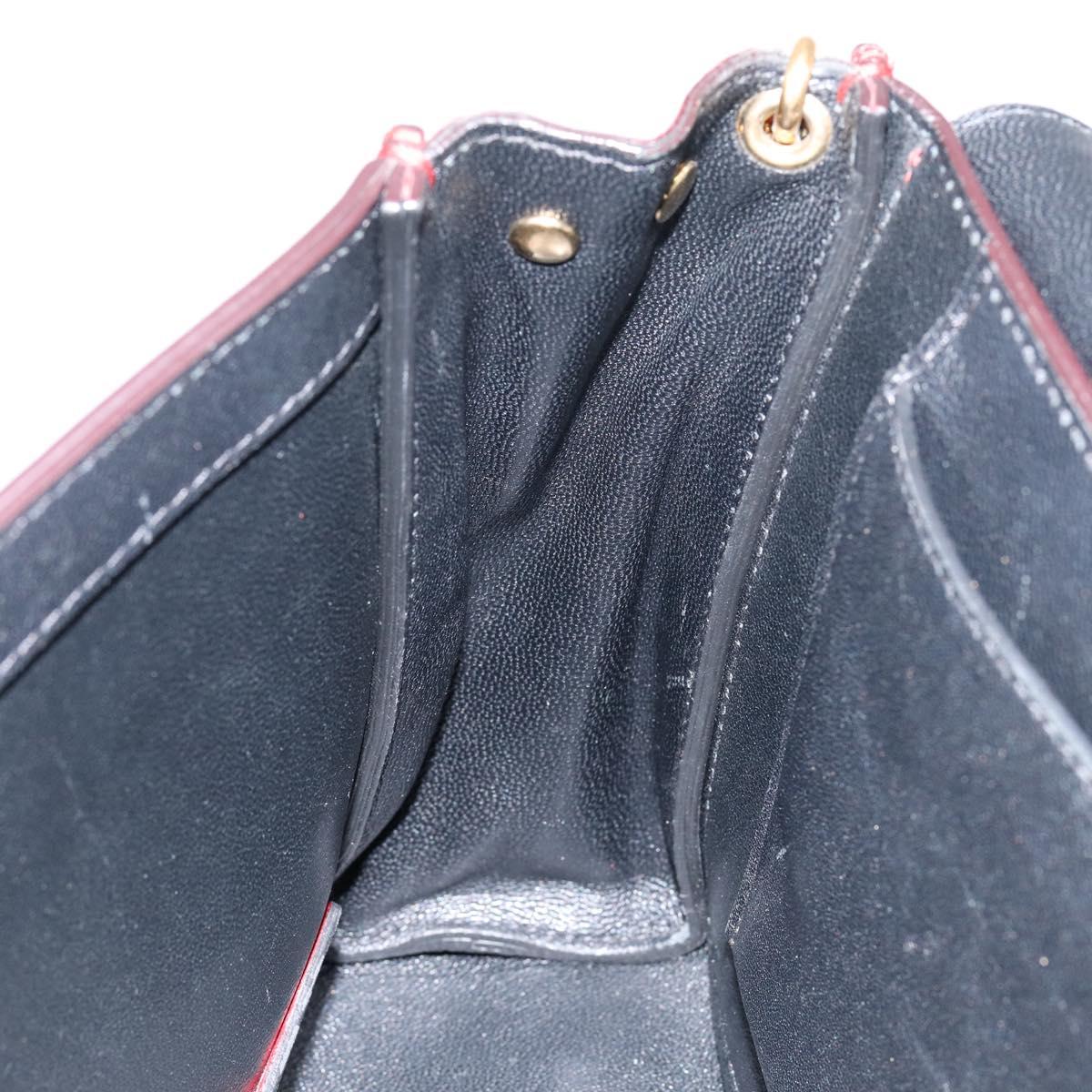 Chloe Chain Ray Shoulder Bag Leather Red Gold Auth BA6596