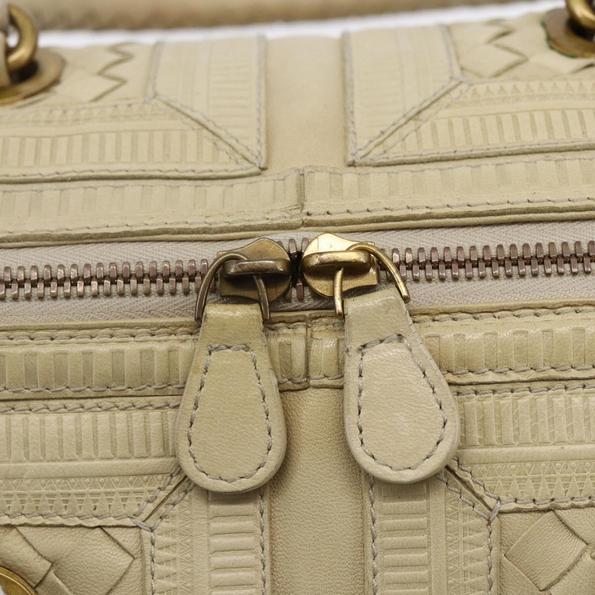 BOTTEGA VENETA Shoulder Bag Leather Beige Gold Auth BA6598