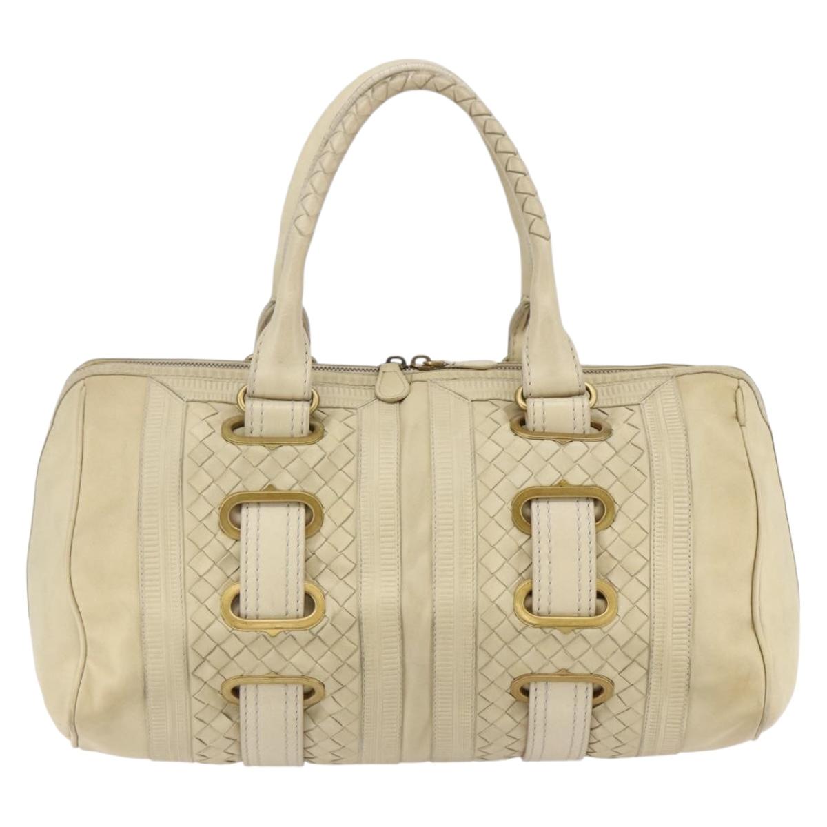 BOTTEGA VENETA Shoulder Bag Leather Beige Gold Auth BA6598