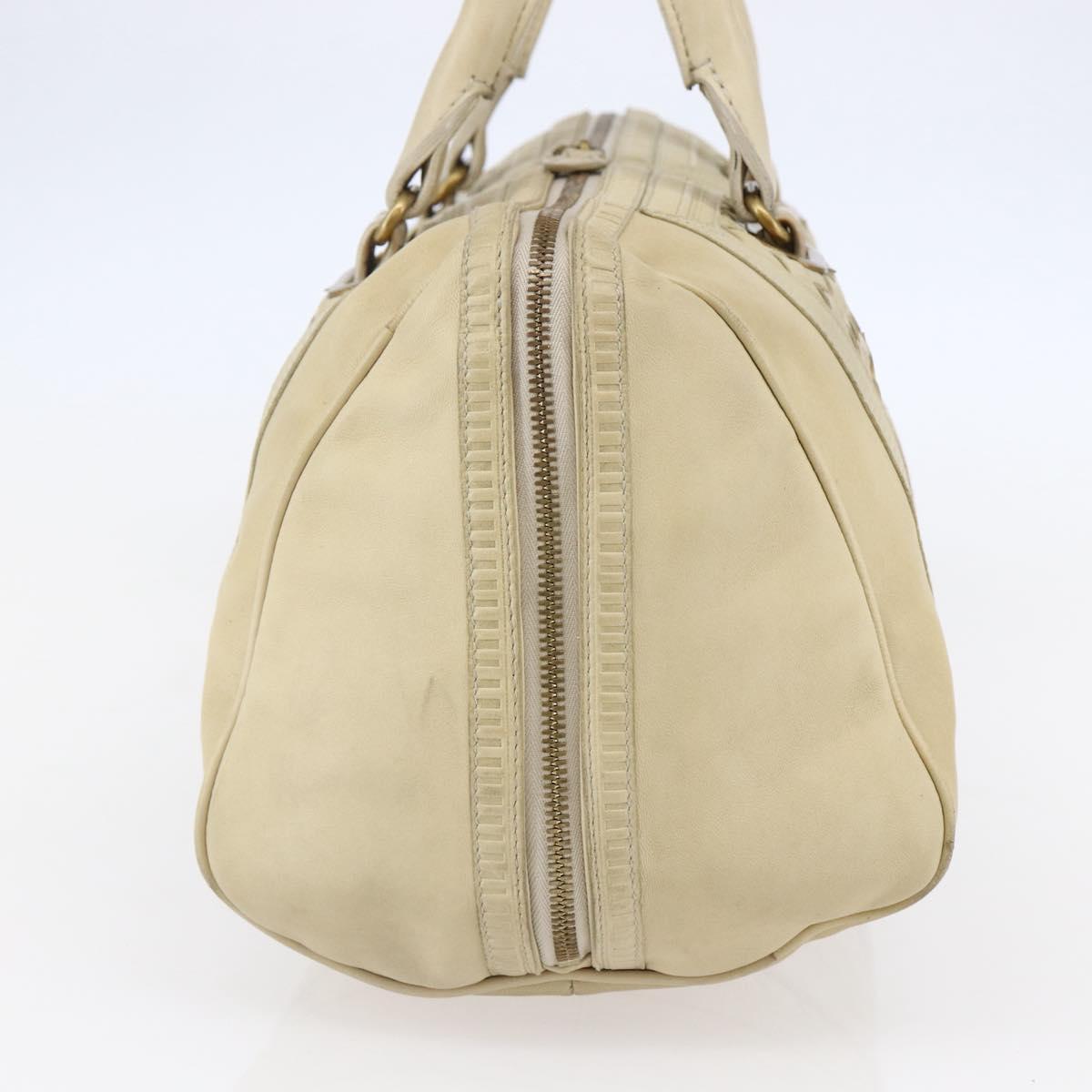 BOTTEGA VENETA Shoulder Bag Leather Beige Gold Auth BA6598