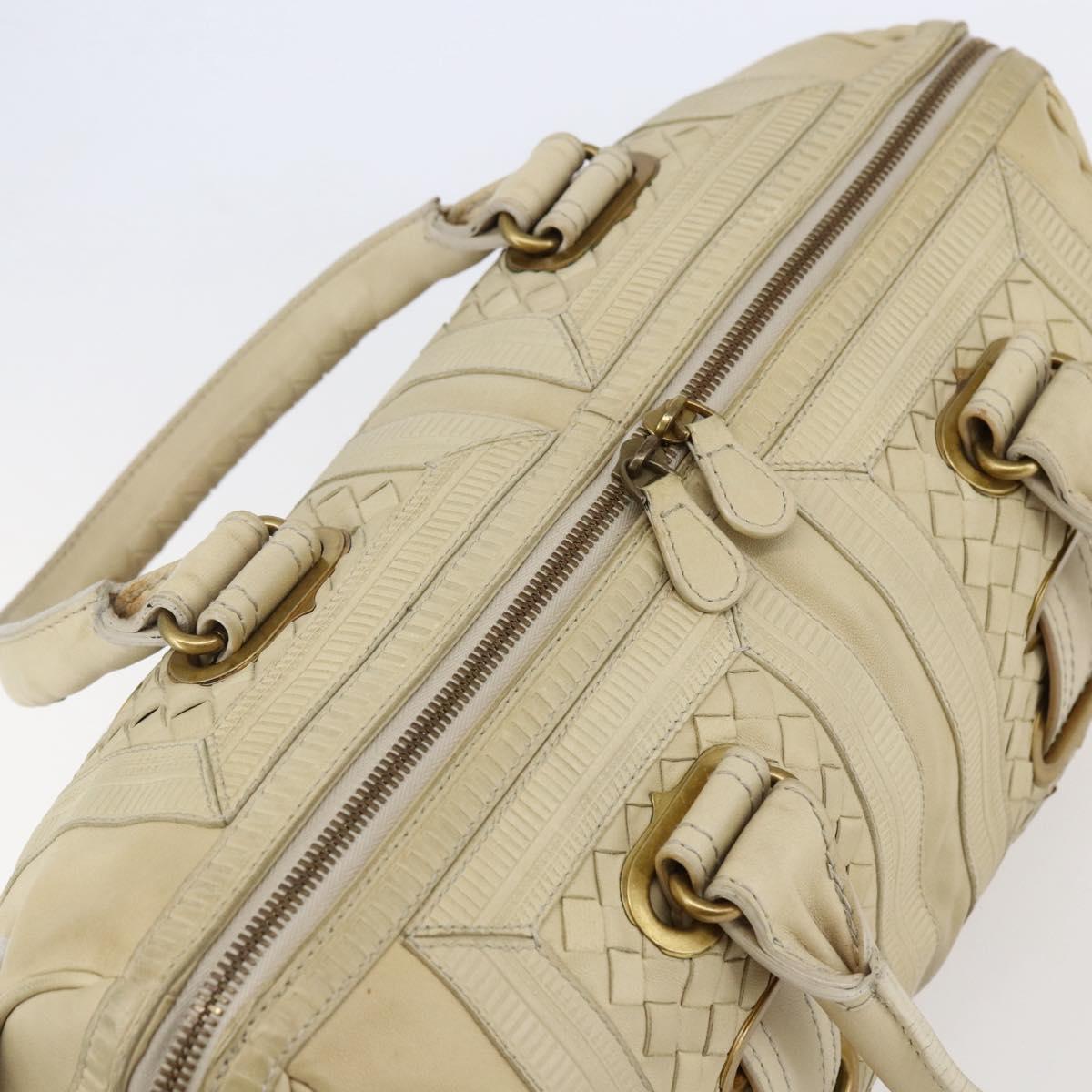 BOTTEGA VENETA Shoulder Bag Leather Beige Gold Auth BA6598