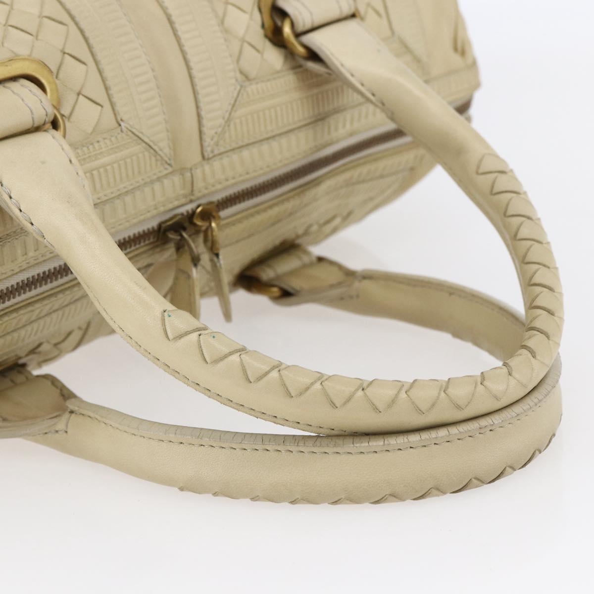 BOTTEGA VENETA Shoulder Bag Leather Beige Gold Auth BA6598