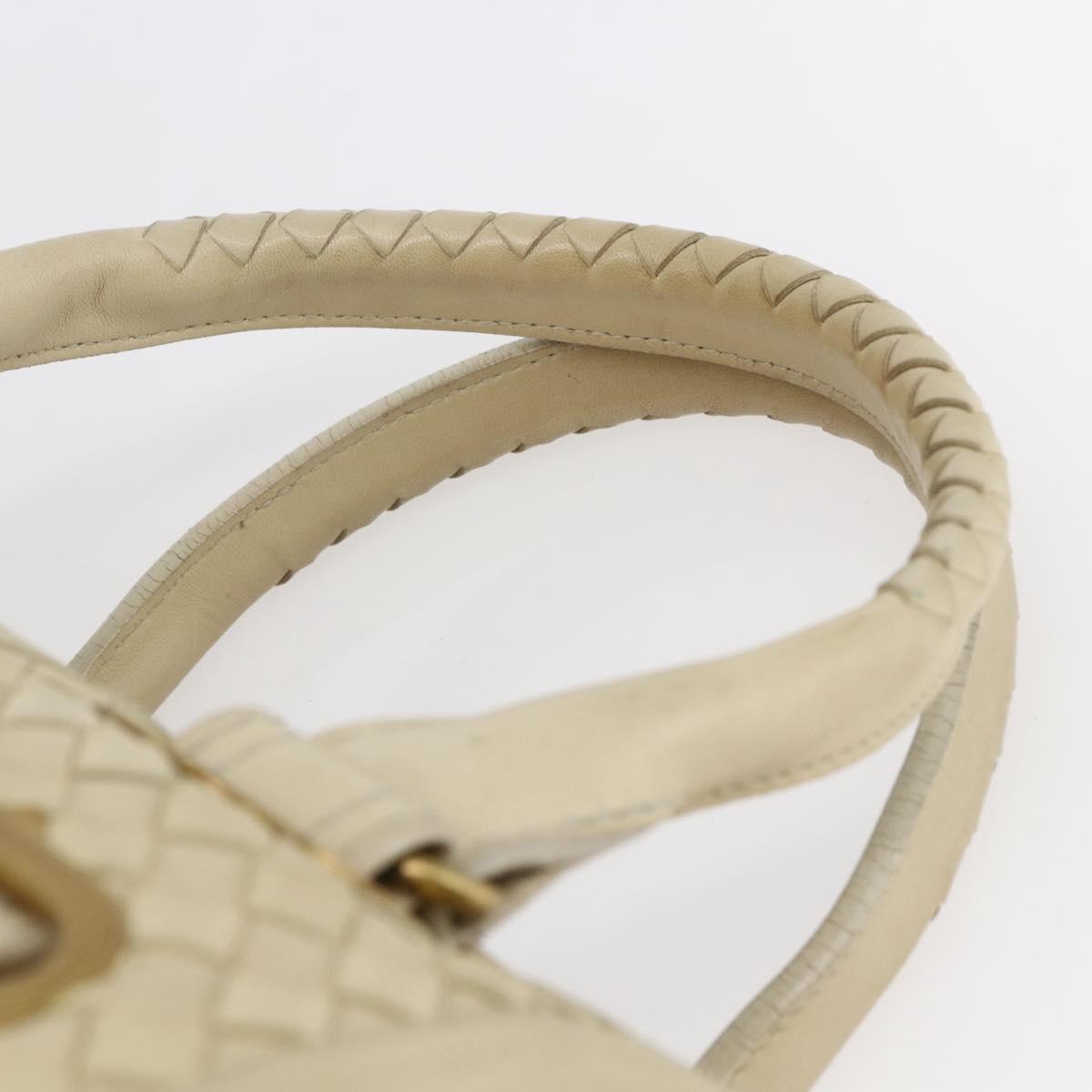 BOTTEGA VENETA Shoulder Bag Leather Beige Gold Auth BA6598