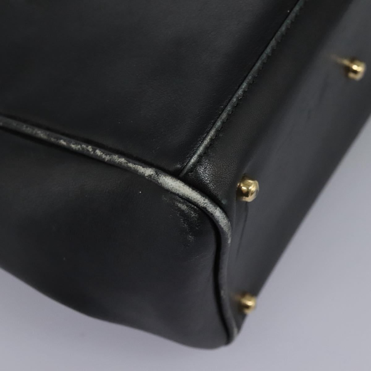 GUCCI Bamboo Hand Bag Leather 2way Black Gold 000 2122 0316 Auth BA660