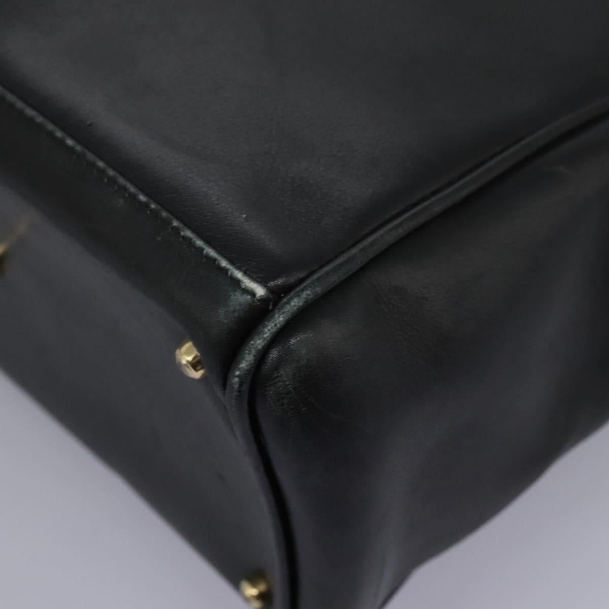 GUCCI Bamboo Hand Bag Leather 2way Black Gold 000 2122 0316 Auth BA660