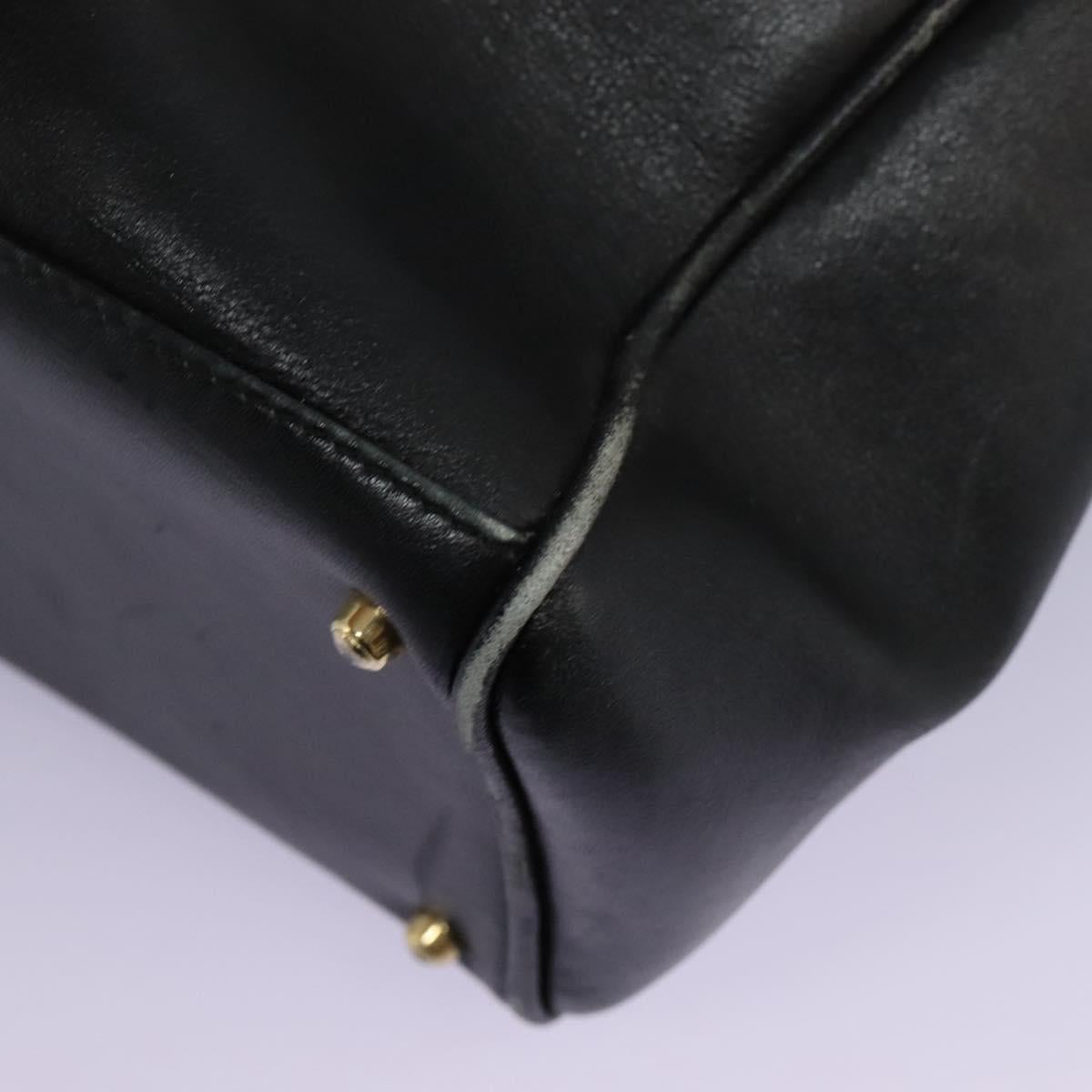 GUCCI Bamboo Hand Bag Leather 2way Black Gold 000 2122 0316 Auth BA660