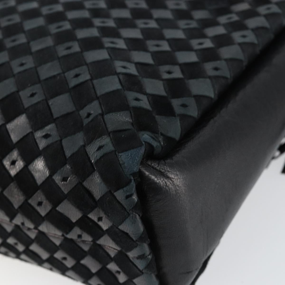 BALLY Hand Bag Leather Black Gold Auth BA6600