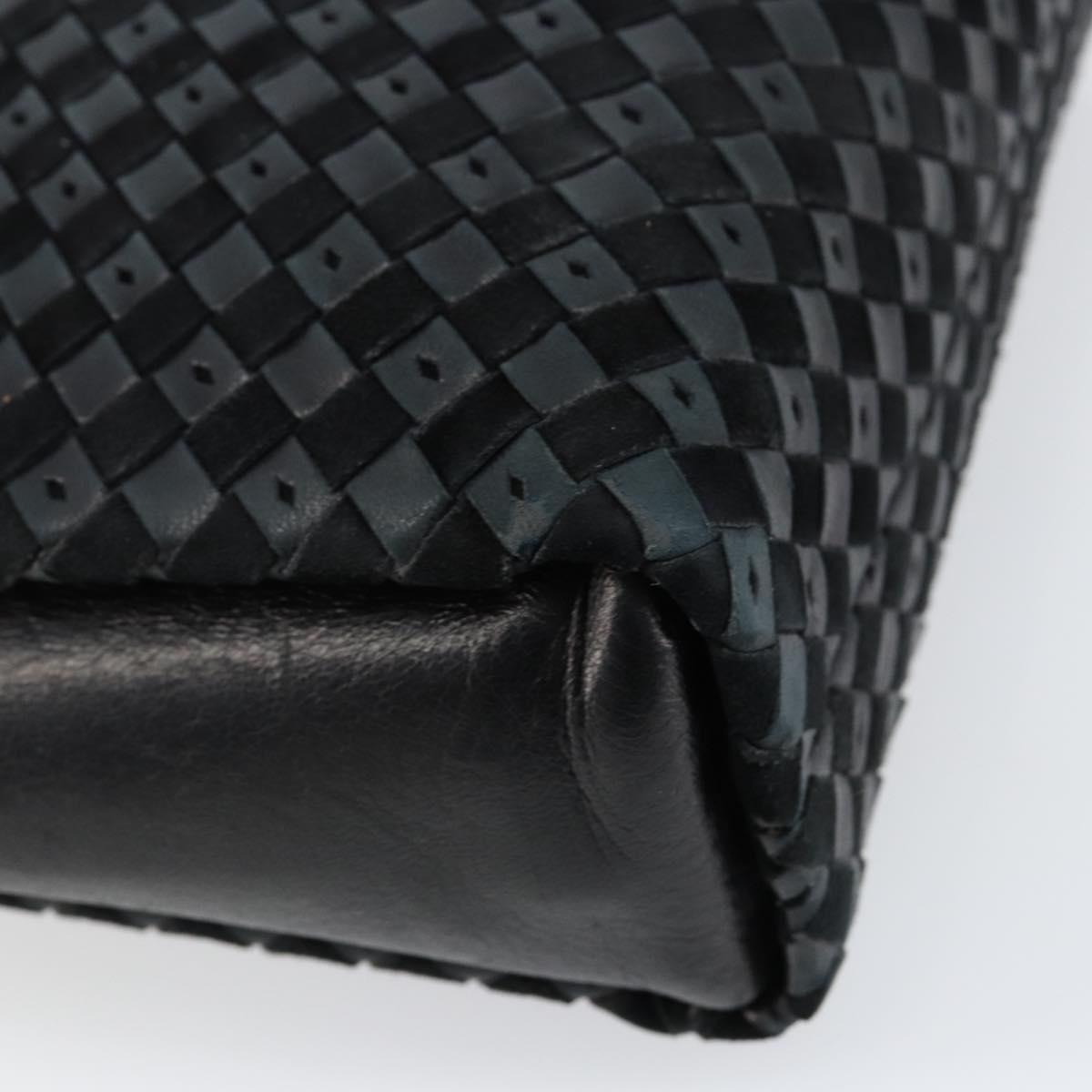 BALLY Hand Bag Leather Black Gold Auth BA6600