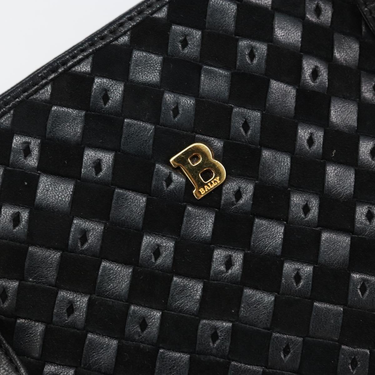 BALLY Hand Bag Leather Black Gold Auth BA6600