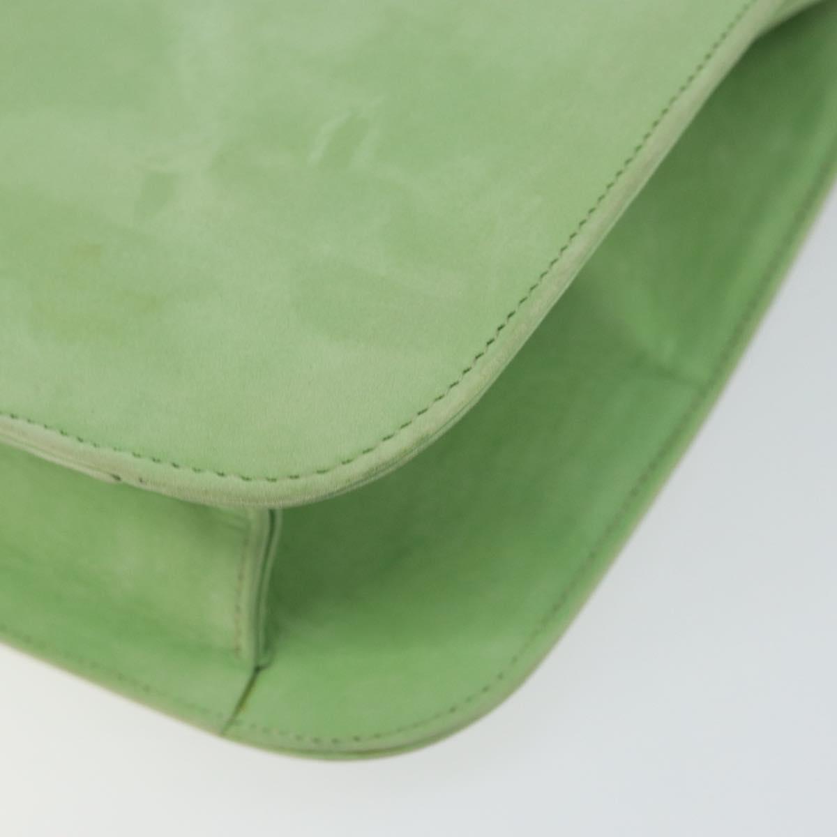 BALLY Chain Shoulder Bag Suede Green Gold Auth BA6601