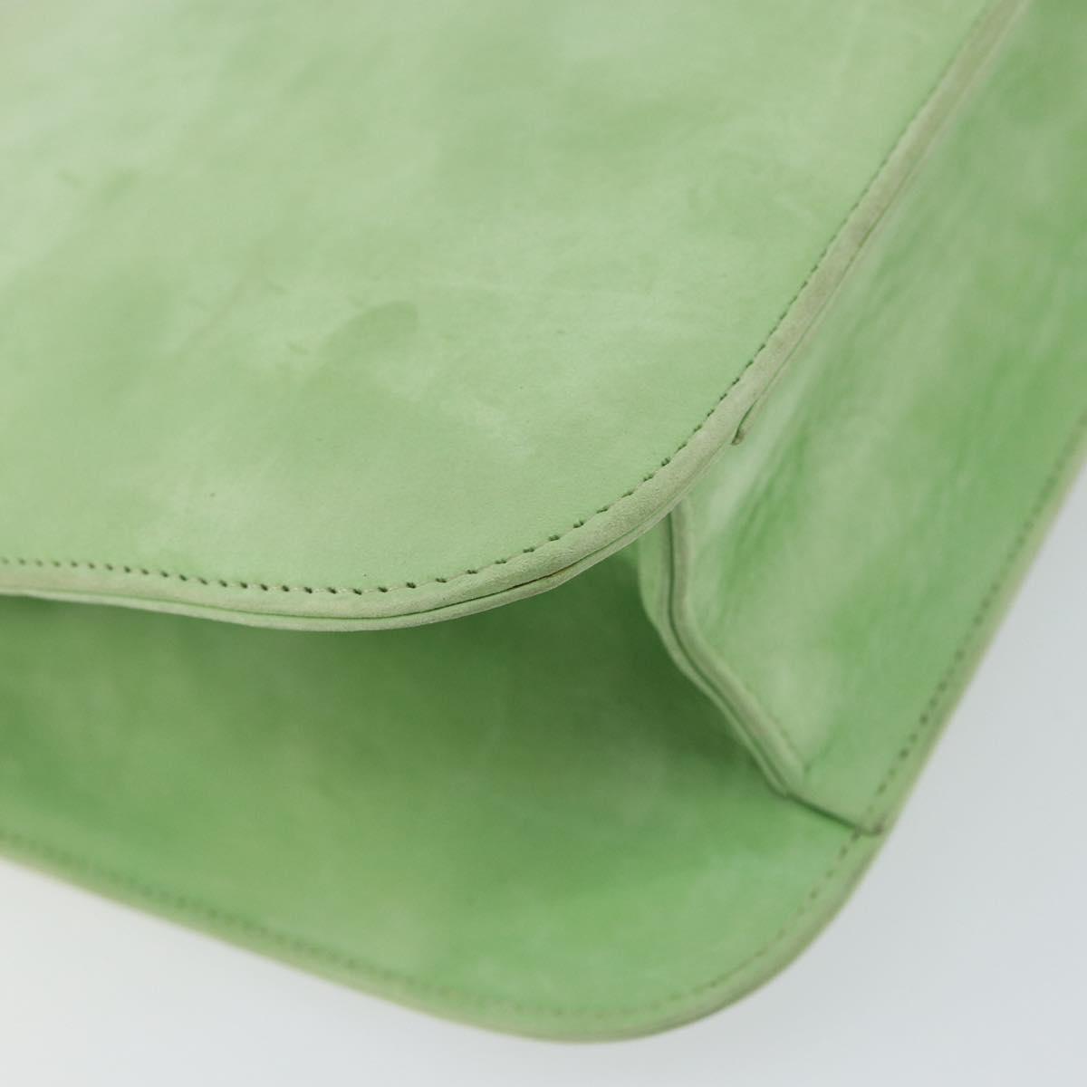 BALLY Chain Shoulder Bag Suede Green Gold Auth BA6601