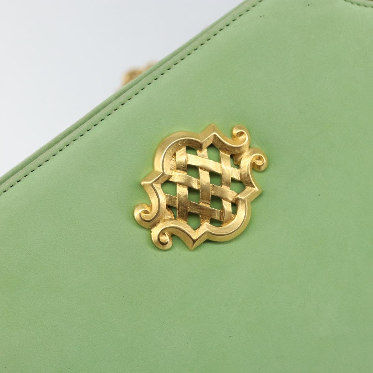 BALLY Chain Shoulder Bag Suede Green Gold Auth BA6601