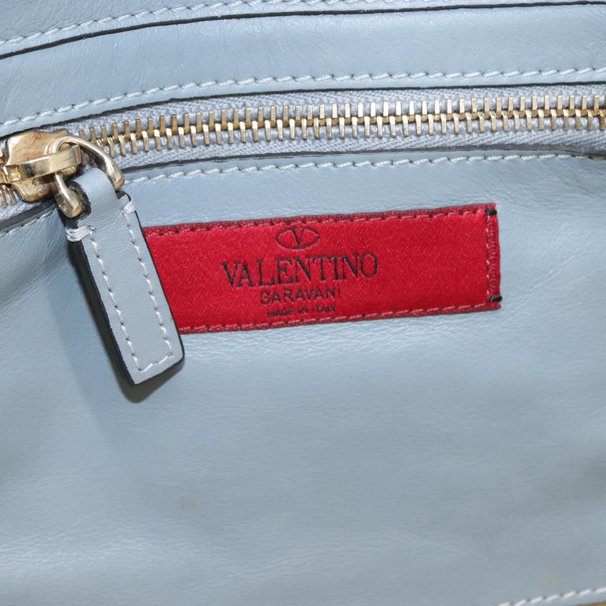 VALENTINO Hand Bag Leather 2way Blue Gold Auth BA6602