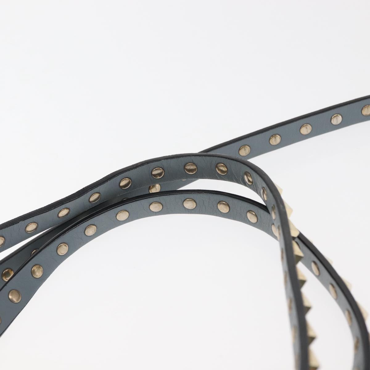 VALENTINO Hand Bag Leather 2way Blue Gold Auth BA6602